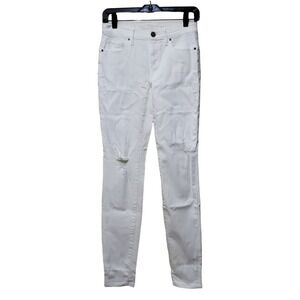 NWOT Victoria's Secret Mid Rise Siren Skinny Jeans Size 0 White Distressed